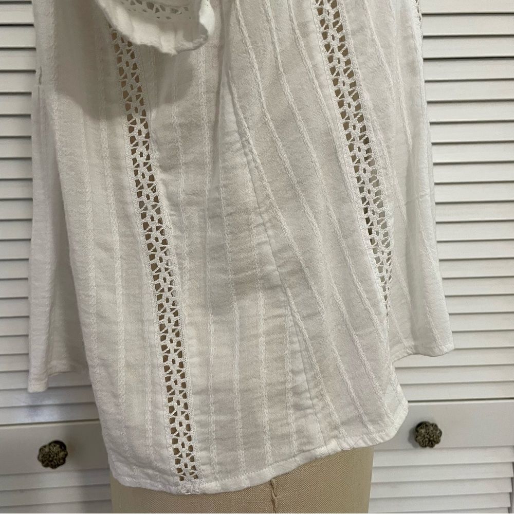Lucky Brand White Lace Details Buttoned Down Flowy Shirt Sz-XS - Picture 6 of 15